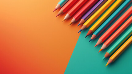 pencils on a colored background close-up