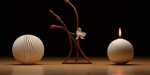 Relaxing spa concept with candles and orchids.