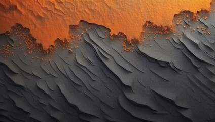 Layered sand intricate pattern amber orange graphite dust rough texture, abstract background or wallpaper. - obrazy, fototapety, plakaty