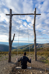 Superb landscape of the Trevim swing on top of the mountain in the Serra da Lousã-Portugal