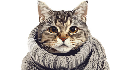 Stylized portrait of a cat in sweater. Vector illustration