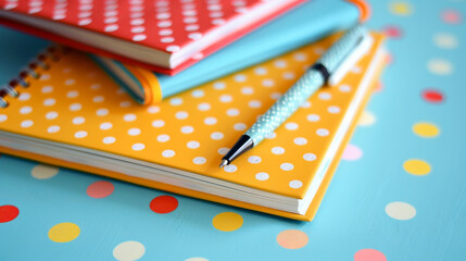 polka-dot background notebooks books