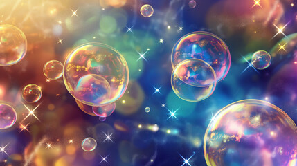 Festive colorful bubbles sparkle