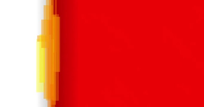 Animation of transparent yellow and orange vertical lines on the left side of a red background with space for text. Suitable as a background video for opening titles. UHD 4K 4096x2160 video