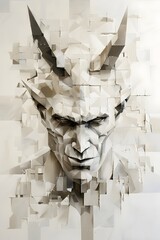 Geometric A Devil Figure Composed Entirely of Cubes
