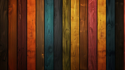 Wooden background with multicolored stripes. Background vector, wood texture for design, web banner and wallpaper. 