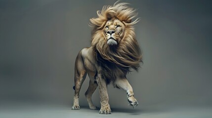 Majestic Lion Roaming the Savanna a Dominant Apex Predator in the Wild