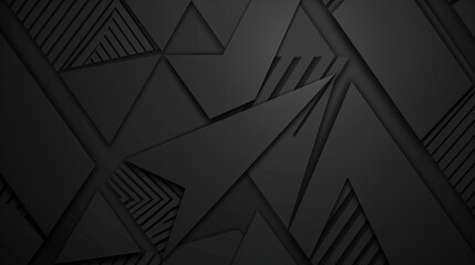 Wallpaper. Vector pattern of geometric lines and triangles, black background, dark gray color - obrazy, fototapety, plakaty