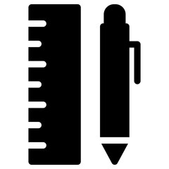 pen ruler icon, simple vector design