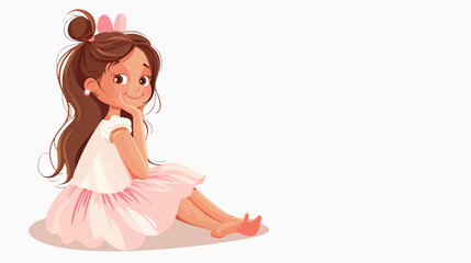 Sweet Princess. Shy little girl. Vector illustration.