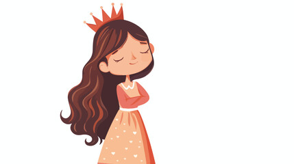 Sweet Princess. Shy little girl. Vector illustration.
