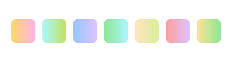Cute square pastel gradient color button collection illustration vector