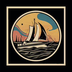 Boat Racing illustration vector for T shirt design.