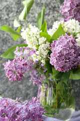 fresh beautiful flowers lilac white and lilac - 786453583