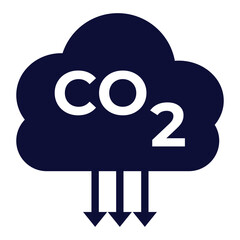CO2 emission reduction label icon set. CO2 neutral, zero carbon footprint, stop global warming, greenhouse effect. Green ecology environment cloud shape design elements. Flat vector illustration.