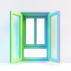 3d rendering of an open window with bright colored gradient