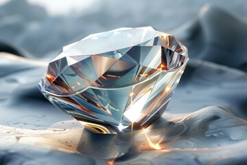 A diamond is sitting on a surface, reflecting light