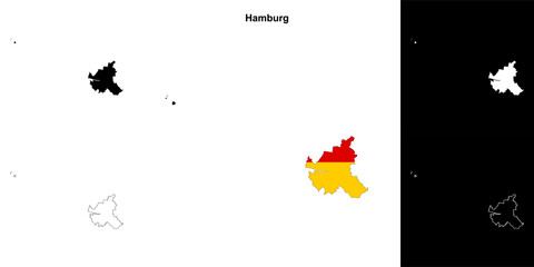 Hamburg state outline map set