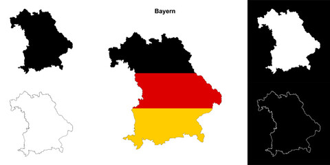 Bayern state outline map set
