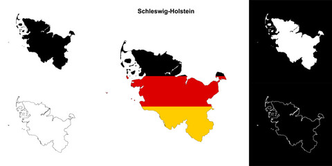Schleswig-Holstein state outline map set