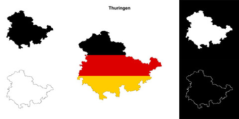 Thuringen state outline map set