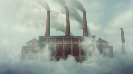vintage  factory in smoke  - 786456503