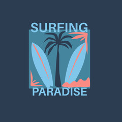 Surfing Paradise summer beach surfboard t shirt design