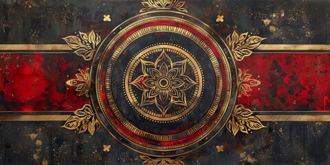 Gold and red design painting