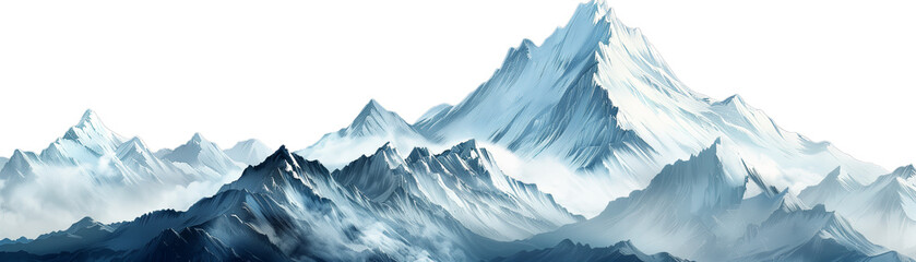 Snow mountain on transparent background, PNG - obrazy, fototapety, plakaty
