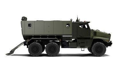 3d render Russian military vehicle for soldiers front look