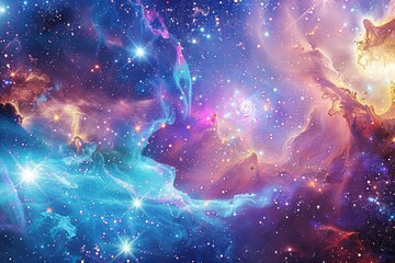 Cosmic nebula with vivid colors illustrating outer space beauty and the concept of exploration - obrazy, fototapety, plakaty