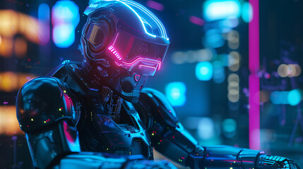 Smart contract signing robot, futuristic technology