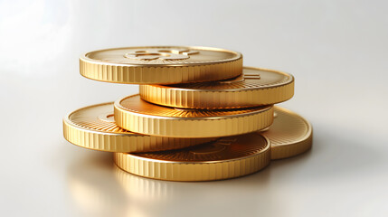 Stacked Golden Coins with Digitally Rendered Shine and Shadow