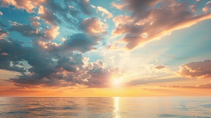 Beautiful cloudscape over the sea, sunrise shot - obrazy, fototapety, plakaty