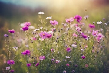 Fototapeta premium Nature background with wild flowers