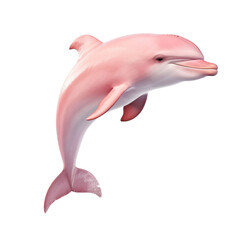 Pink dolphin in jumping pose on a transparent background