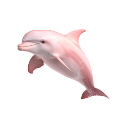 Pink dolphin in jumping pose on a transparent background