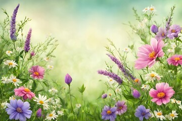 Obraz premium Nature background with wild flowers