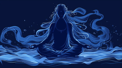 Contour drawing of a meditating woman, perfect for a wellness brand