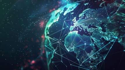 a holographic projection of a world map background