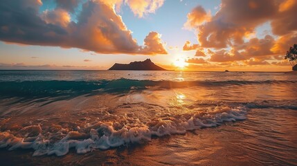 Beautiful Lanikai, Kailua Sunrise in Hawaii - obrazy, fototapety, plakaty