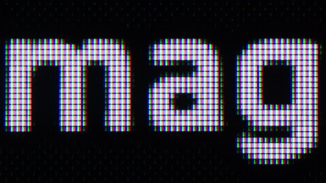 Pixel on old vintage computer monitor close-up. Computers cursor macro. Desktop vintage retro wave display, late 90s PC.