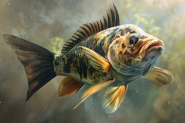 Brilliantly Colored Aquatic Creature Showcasing Dynamic Lighting and Detailing in Digital Painting