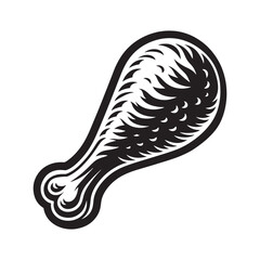 Finger Lickin' Silhouette: Classic Fried Chicken Drumstick - Chicken Drumstick Illustration, Chicken Drumstick Vector
