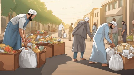 Friends organizing a charity drive to provide Eid ul-Adha meals to the needy