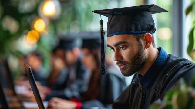 Virtual graduation tips combined with lessons on handling academic stress, visualizing stressfree digital setups