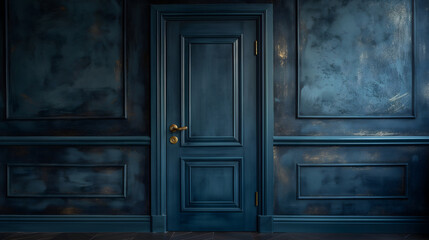 Elegant Interior Design with Wooden Door and Indoor Plants