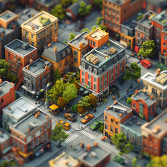Bird's-Eye View of a Colorful Residential Neighborhood