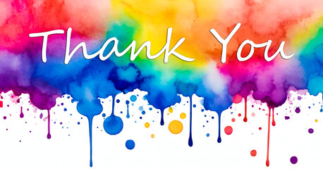 Thank you with watercolor background brush painting style