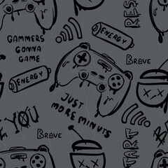Seamless  pattern with  joysticks. gaming cool print for boys and girls. Suitable for textiles, sportswear, web